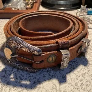 Accessories | Vintage Hand Tooled Leather Belt W Sterling  display picture 3